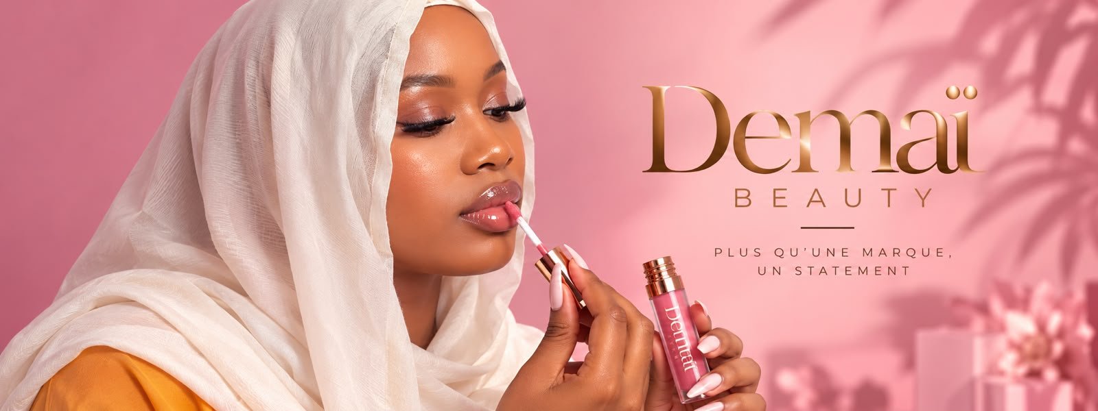 Femme appliquant le gloss Demaï Beauty — Plus qu'une marque, un statement